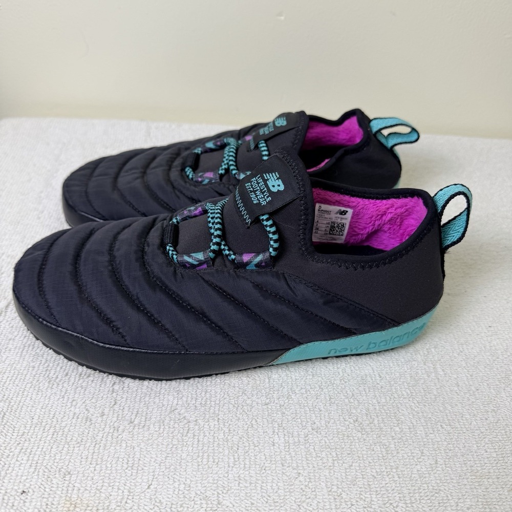 New Balance Mule Slippers Youth 4 Black SUFMOCT Caravan Moc Quilted Fleece Lined